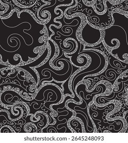 Decorative hand drawn vector seamless pattern with beautiful figured ornament