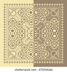 Decorative hand drawn vintage geometric pattern for print, embroidery design. Stylized floral round ornament. Tribal ethnic arabic, indian decor. Colorful graphic background