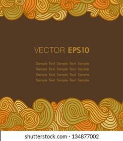 Decorative hand drawn wavy background with text place. Ornamental template for design and decoration