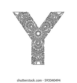 decorative hand made font. ornamental font. decorative lettering. letter Y