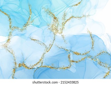 Decorative hand painted alcohol ink design with gold glitter