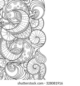 Decorative hand-drawn element border. Abstract doodle wavy design element.