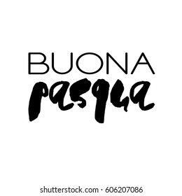 Decorative handdrawn lettering. Modern ink calligraphy. Happy Easter in italian. Handwritten black phrase isolated on white background. Vector element for greeting card and decor