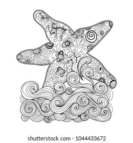 Decorative hand-drawn pattern with sea starfish.