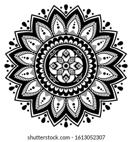 Decorative hand-drawn round pattern in the form of a mandala for laser cutting. Vector isolated on white.