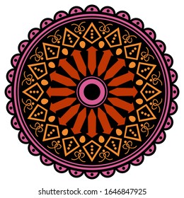 Decorative hand-drawn round pattern in the form of a mandala, vector isolated on white