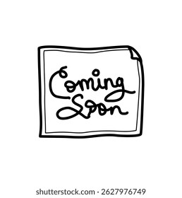 Decorative hand-drawn text displaying 'Coming Soon' with a playful and artistic appearance, perfect for announcements and teaser designs.