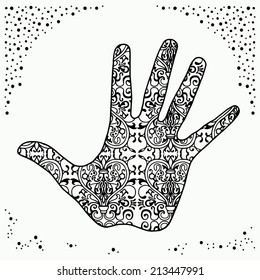 Decorative hands background, ornamental lace pattern. Geometric and floral textures for print, wallpaper, web pages, surface design, textile, fashion, cards, vector illustration