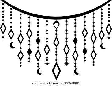 Decorative Hanging Beads in Moon and Star Shapes