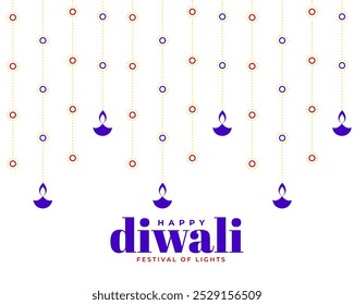 decorative hanging diwali diya on white background vector