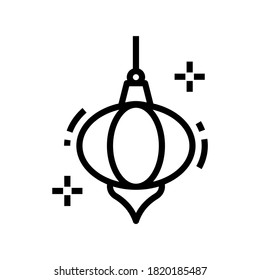 A decorative hanging lantern light icon in line vector style