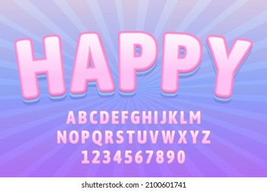 decorative happy alphabet text effect vector