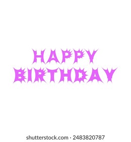 Diseño decorativo del Vector del texto del cumpleaños feliz con alfabetos o letras del color rosado para el deseo del cumpleaños o la celebración aislada en el fondo blanco