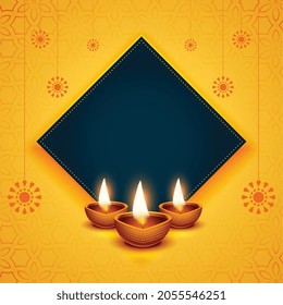 decorative happy diwali festival background with text space