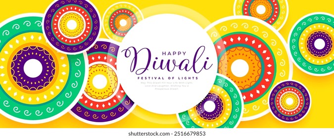 vetor decorativo feliz diwali festivo rangoli banner design