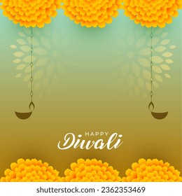 decorative happy diwali greeting background with floral design 