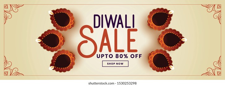 decorative happy diwali sale and promotion banner