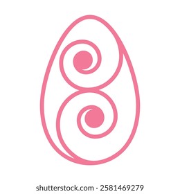 Decorative Happy Easter Egg with Swirl Pattern, Logo Illustration Isolated