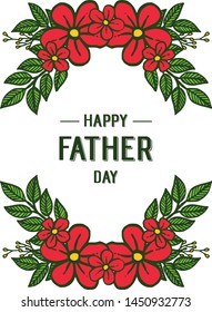 Decorative for happy father day, red floral frame. Vector