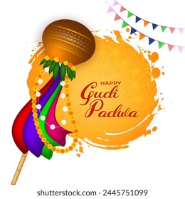 Decorative Happy Gudi padwa Indian festival elegant background vector