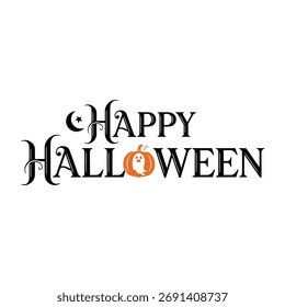 A decorative Happy Halloween text design featuring ornate Gothic typography. 