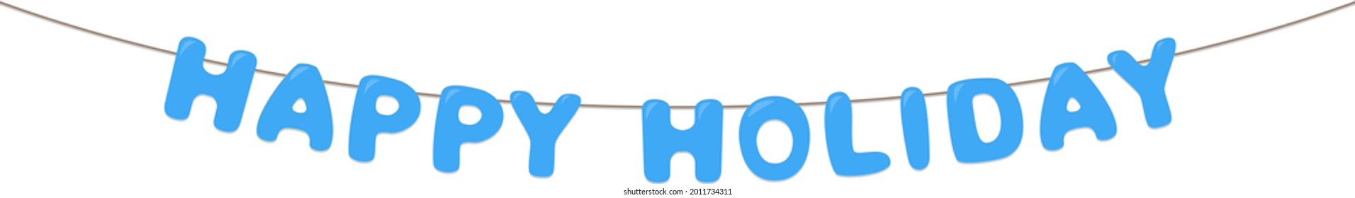 decorative happy holiday garland, cut out hanging letters, vector isolated on white background