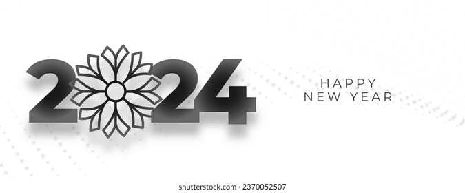 decorative happy new year 2024 wallpaper with flower design vector
