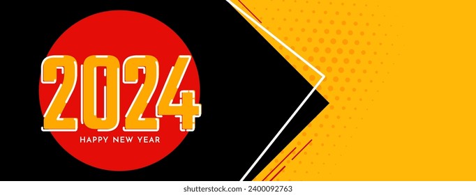 Decorative Happy new year 2024 greeting banner design vector