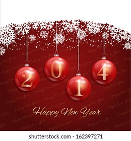 Decorativo fondo feliz de Año Nuevo con burbujas colgantes. 