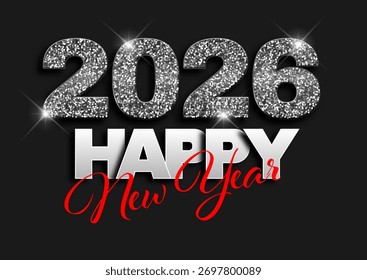 Decorative Happy New Year background with a black glittery numbers design 