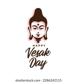 decorative happy vesak day background with lord buddha face design vector