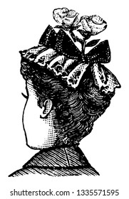Decorative Hat had is designed with flowers, vintage line drawing or engraving illustration.