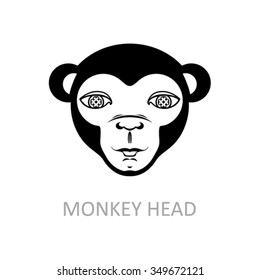 Decorative head doll monkey - design template.