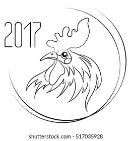 The decorative head of a rooster - the symbol of the new year on the Chinese calendar