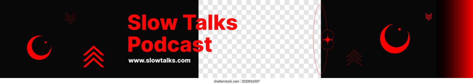 Decorative Header for Podcast Channel. Social Media Horizontal Banner Template. Put Your Content under Background. Vector illustration
