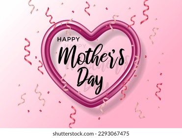 Decorative heart balloon design with text Happy Mother Day, Mother's Day celebration greeting card. Vector Illustration design element