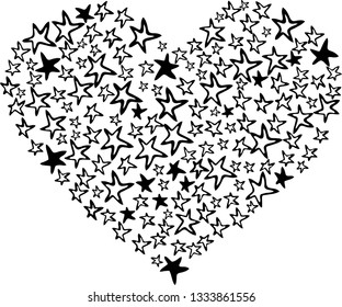 A decorative heart from black and white stars
