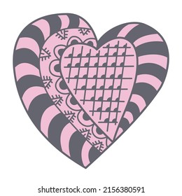 Decorative heart created in an elegant, trendy style Heart with ornament Vector illustration isolated on white