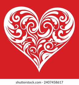 Decorative heart damask ornate style