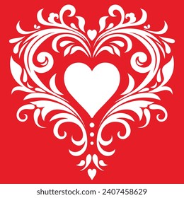 Decorative heart damask ornate style