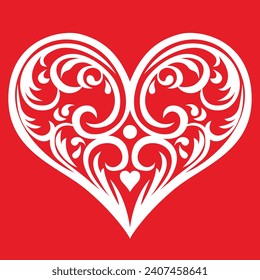 Decorative heart damask ornate style