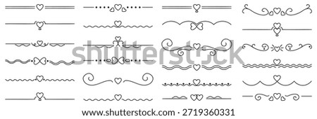 Decorative heart dividers with romantic line ornaments. Elegant separators for wedding invitation and love Stock photo © 