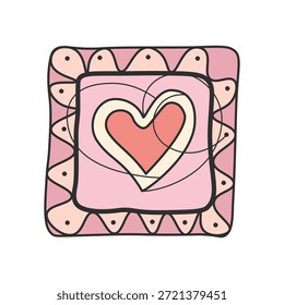 Decorative heart frame with abstract hand drawn pattern. Beautiful erysipelas vector illustration for Valentine's Day cards, romantic designs, invitations and love