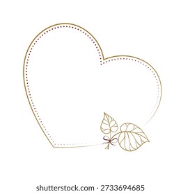Marco decorativo del corazón con acento de la hoja. Esquema botánico romántico para San Valentín y diseño de la boda