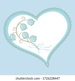 Decorative heart frame with lily of the valley flower vector illustration, can be used for invitation and greeting card