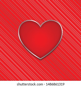 decorative heart frame on a red background with repearing line textures