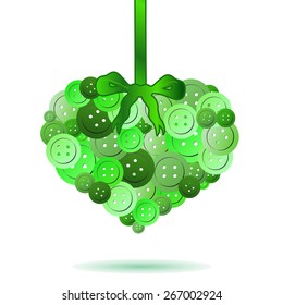 decorative heart from green colors buttons eps10