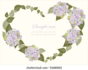 Decorative heart. Hand drawn valentines day greeting card. Illustration hydrangea.