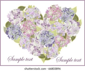 Decorative heart. Hydrangea. eps10
