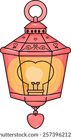 Decorative Heart Lantern for Valentine's Day Vector Illustration